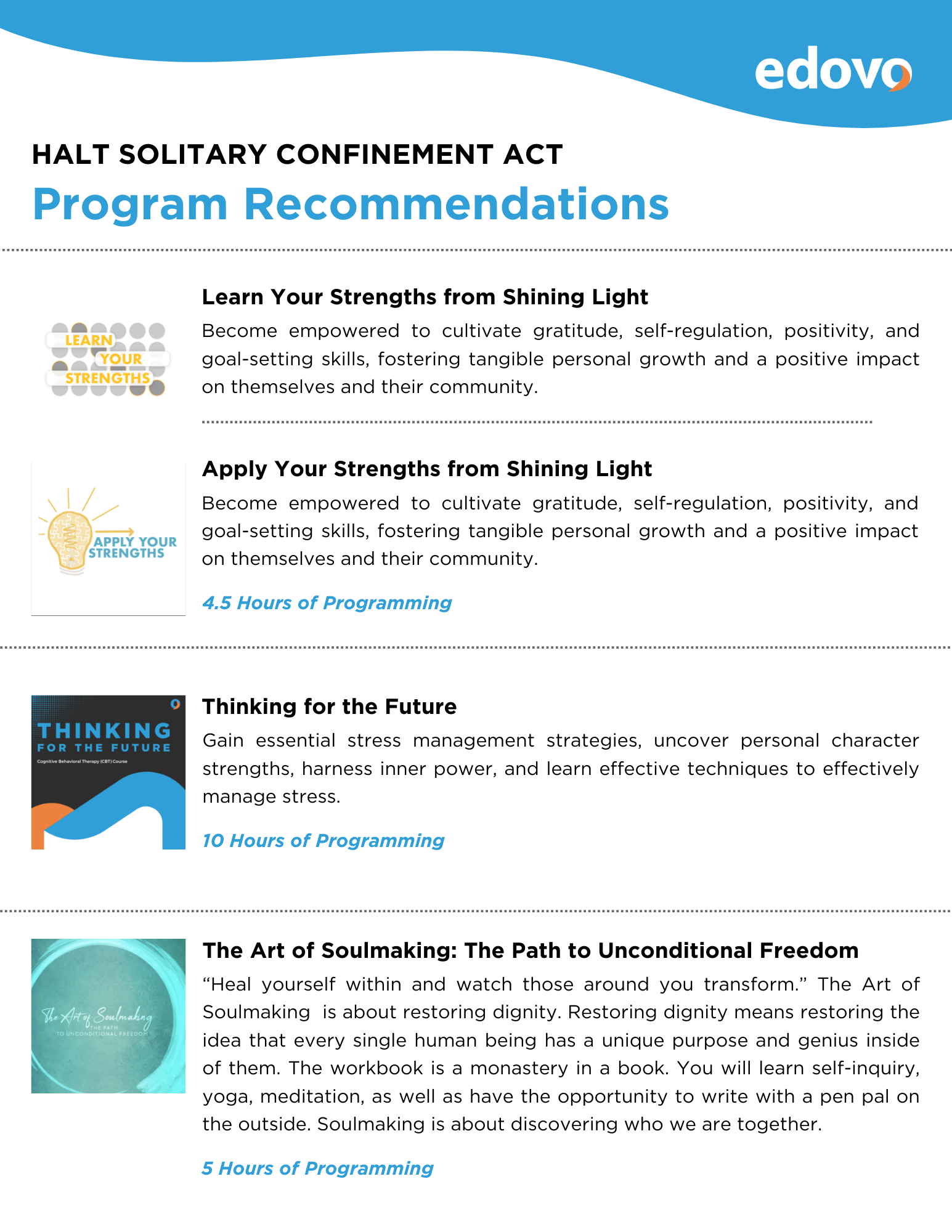 Best Practice: Edovo Content for the HALT Solitary Confinement Act of ...